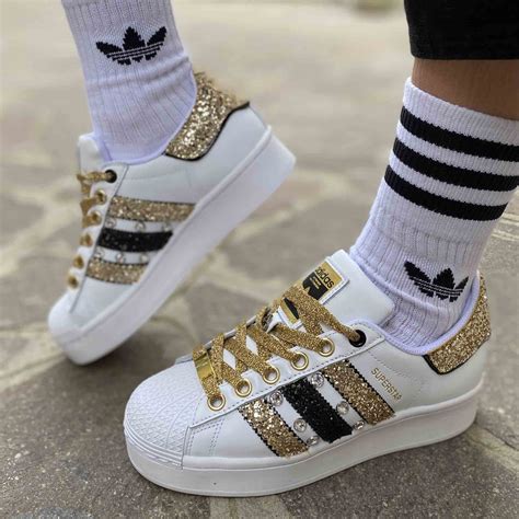 adidas schuhe gold glitter|Adidas metallic leather.